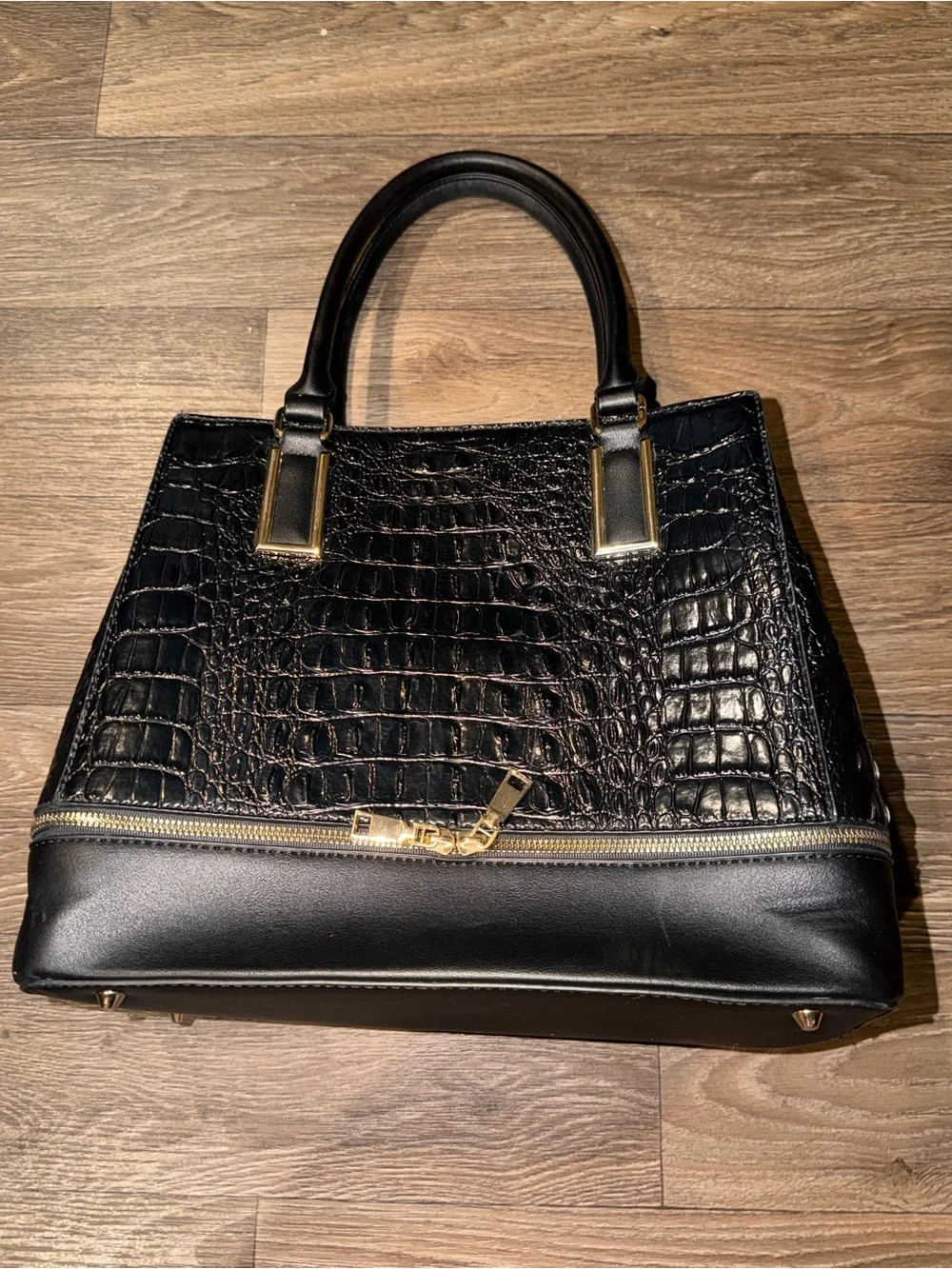 Faux Crocodile Black Shoulder Bag Purse
